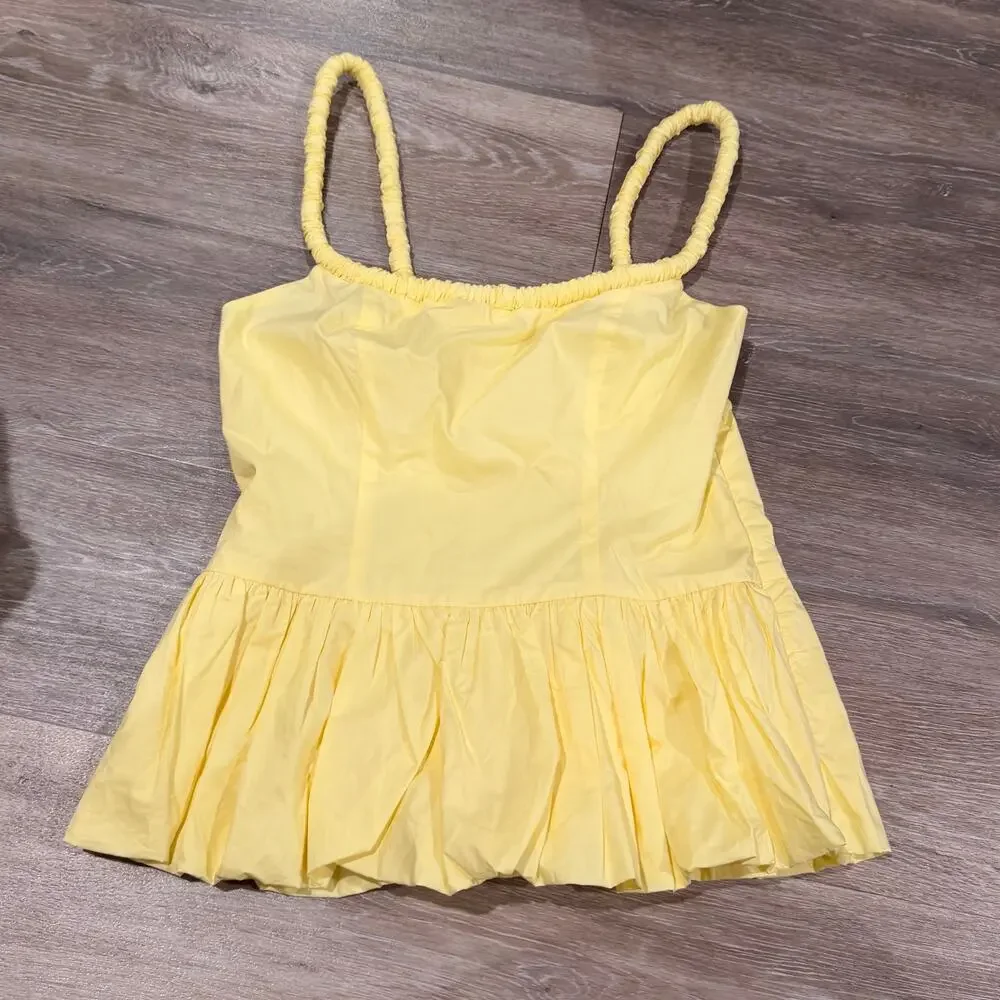 ASTR Yellow Bubble Peplum Cotton Camisole Medium - Picture 2 of 6